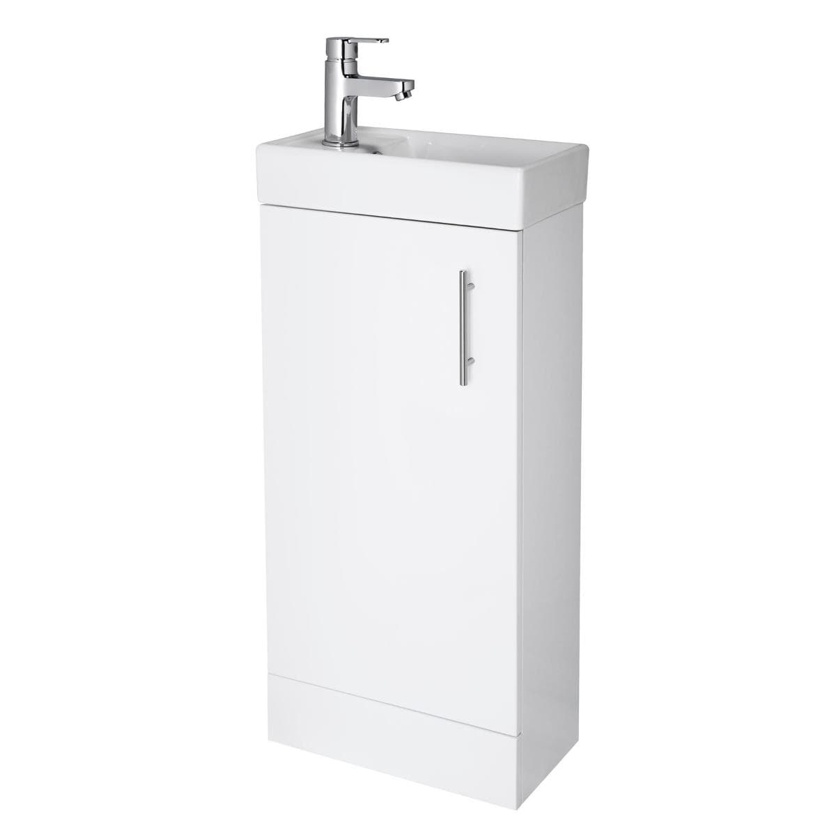 Aquarius Bathrooms Cloakroom Vanity Unit Aquarius Byron 400mm Floor Standing 1 Door Cloakroom Vanity Unit with 1 Tap Hole Basin