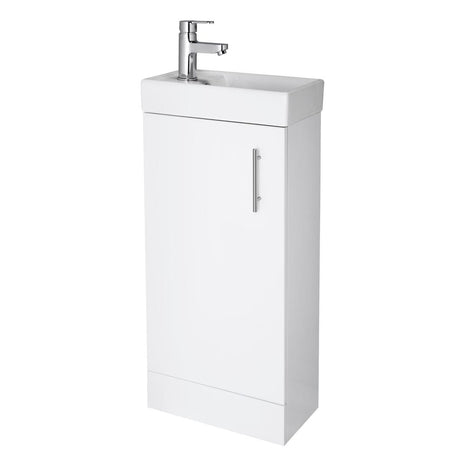Aquarius Bathrooms Cloakroom Vanity Unit Aquarius Byron 400mm Floor Standing 1 Door Cloakroom Vanity Unit with 1 Tap Hole Basin