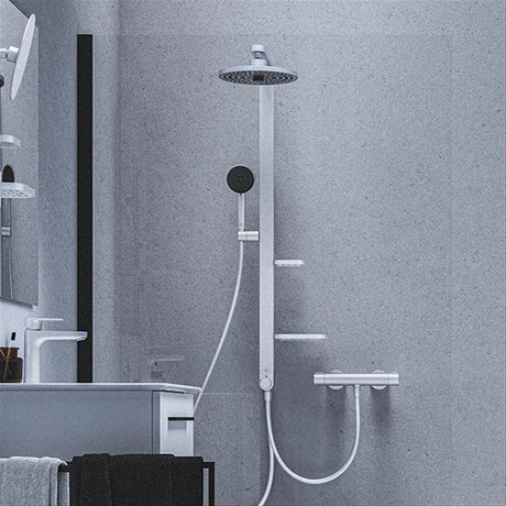 Ideal Standard Shower Riser Rail Chrome Ideal Standard Ceratherm ALU+ Rigid Riser Rail with Diverter, Showerhead, Handset and Shelves