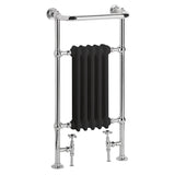 Heritage Traditional Towel Radiator Heritage Baby Clifton Traditional Straight Vertical Heated Towel Radiator - 940 x 498mm - Chrome/Black
