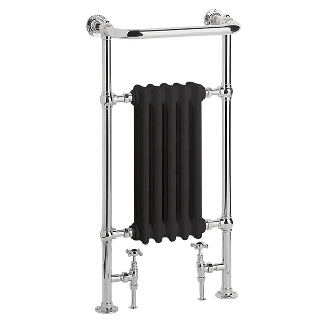 Heritage Traditional Towel Radiator Heritage Baby Clifton Traditional Straight Vertical Heated Towel Radiator - 940 x 498mm - Chrome/Black