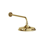 Burlington Fixed Shower Head Gold / 9" Burlington Riviera Fixed AirBurst Shower Head with Wall Mounted Arm