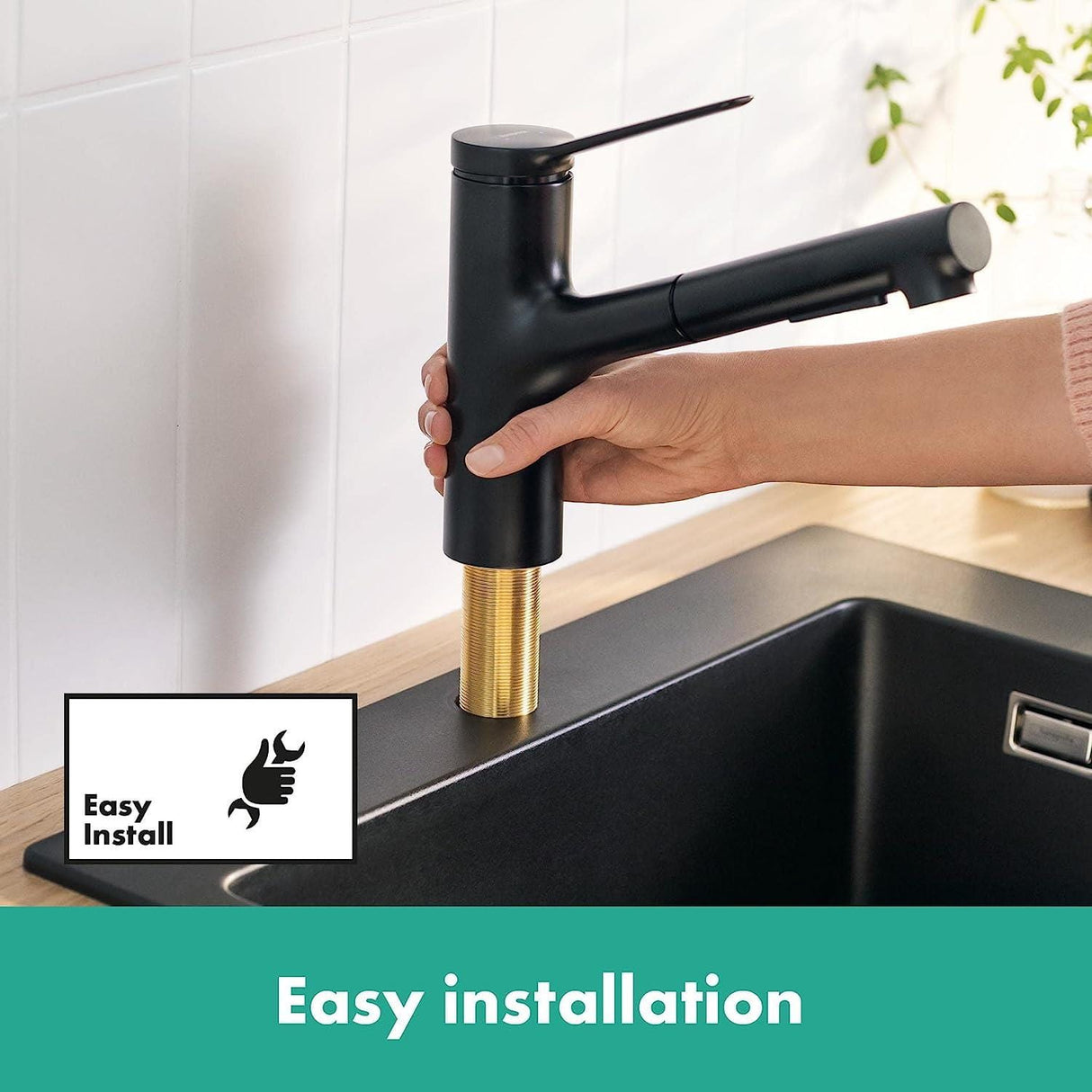 Hansgrohe Kitchen Tap Hansgrohe Zesis M33 Single Lever Kitchen Mixer Tap 150 with Pull-Out Spray