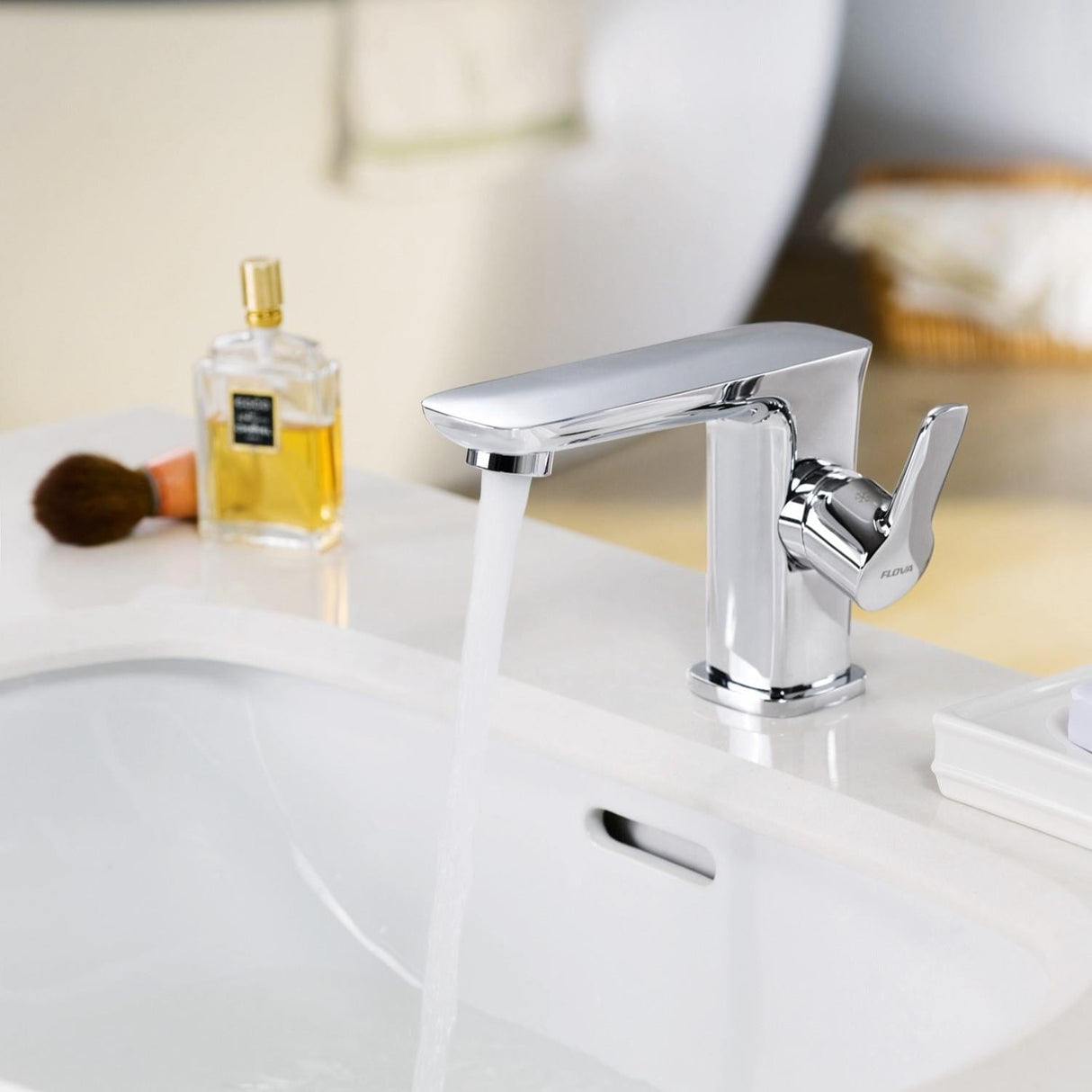 Flova Mono Basin Tap Flova Urban Basin Mixer Tap with Clicker Waste in Diamond Chrome