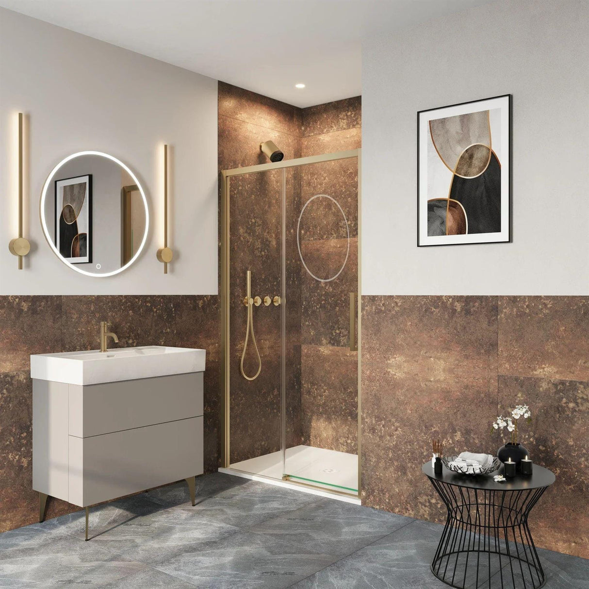 Crosswater Sliding Shower Door Brushed Brass / 2000 x 1300 Crosswater Asura 8mm Sliding Shower Door