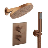 UK Bathroom Store Concealed Shower Set Brushed Bronze Crosswater Crossbox Shower Set 8 - 2 Outlet with Revive Steel Overhead Shower and Pencil Handset