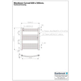 Eastbrook Wendover Curved Vertical Heated Towel Rail in Chrome