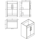 Imex Floor Standing Vanity Unit Imex Croma Floor Standing Double Door 600mm Vanity Unit with 1 Tap Hole Basin
