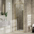 Aquarius Pivot Shower Door Brushed Brass / 900mm Aquarius Pluvia 8mm Pivot Shower Door