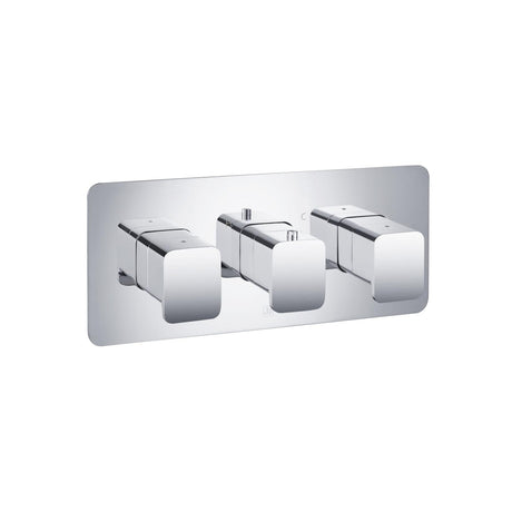 JTP Concealed Shower Valve Chrome JTP HIX 2 Outlet, 3 Handle Horizontal Thermostatic Concealed Shower Valve