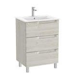Roca Wall Mounted Vanity Unit White Wood Roca Aleyda 600mm Floor Standing Three Drawer Vanity Unit with Basin