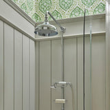 Heritage Exposed Shower Set Heritage Trinity Exposed Thermostatic Shower Valve with Shower Head and Fixed Riser Rail Set in Chrome