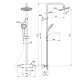 Ideal Standard Exposed Shower Set Ideal Standard Ceratherm T25 Exposed Thermostatic Shower Valve Set with Showerhead, Adjustable Riser and Handset in Black