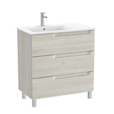 Roca Floor Standing Vanity Unit White Wood / Left Hand Roca Aleyda 800mm Floor Standing Three Drawer Vanity Unit with Basin
