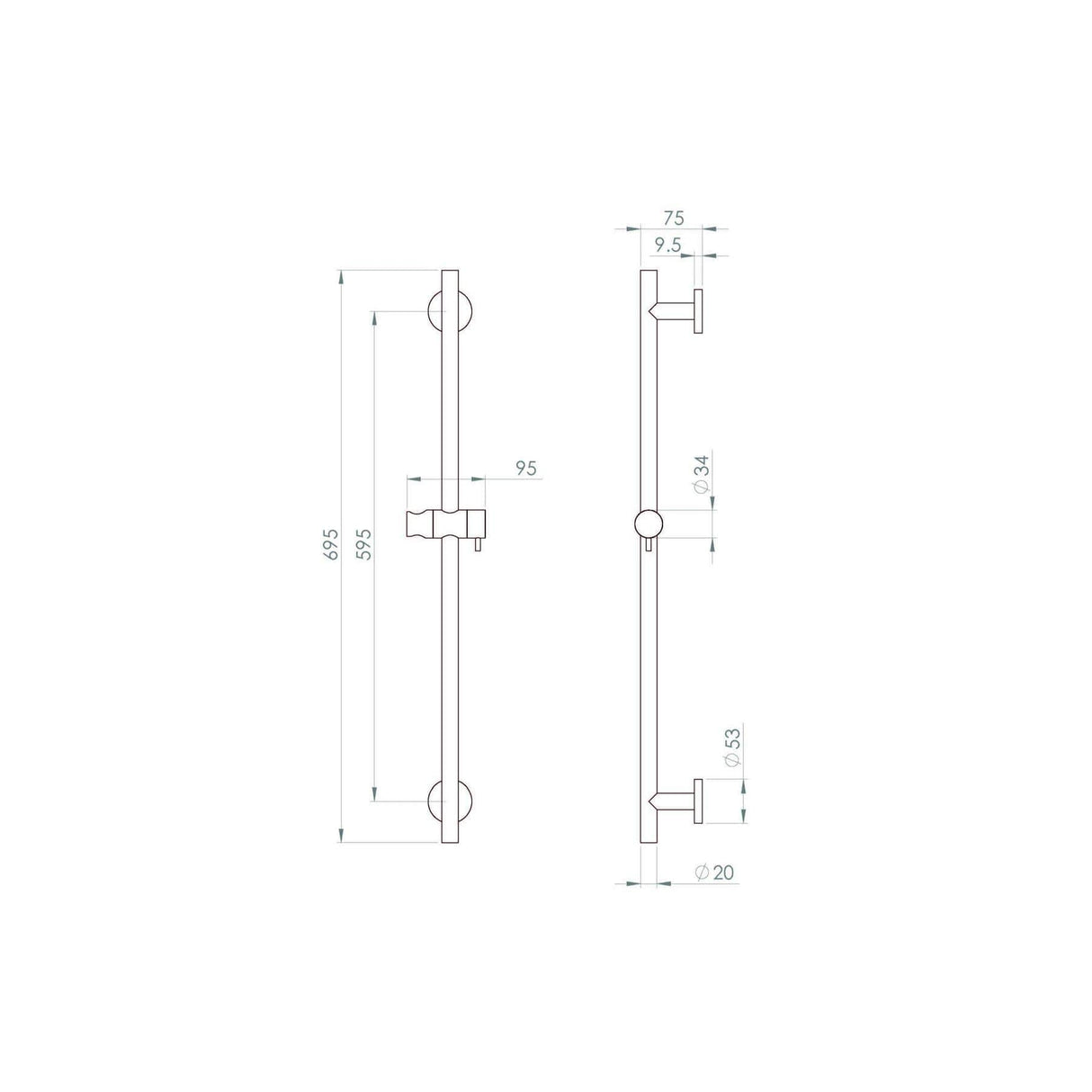 Saneux Concealed Shower Set Saneux COS 2 Outlet, 2 Handle Concealed Shower Valve Kit with 3 Function Handset, Shower Head and Slider Rail