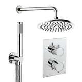 UK Bathroom Store Concealed Shower Set Chrome / Wall Arm / 200mm Crosswater Crossbox Shower Set 3 - 2 Outlet with Pencil Handset and Fixed Overhead Shower