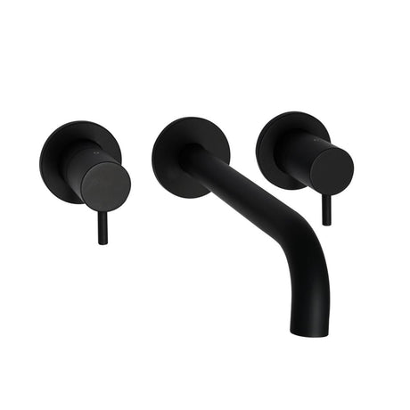 JTP Wall Mounted Basin Tap Matt Black JTP VOS 3 Hole Wall Mounted Basin Mixer Tap