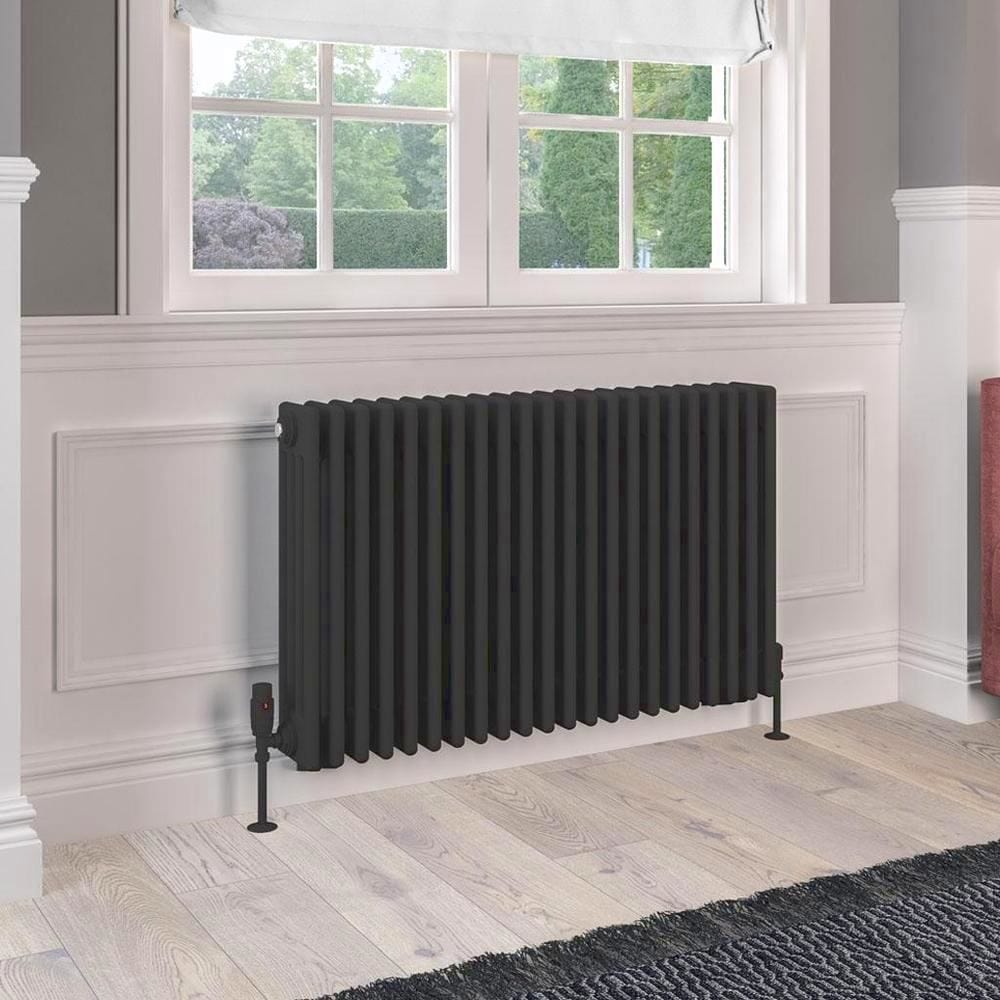 Eastbrook 600 x 1010 / Electric Only Eastbrook Rivassa Traditional 4 Column Radiator in Matt Black