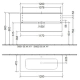 Villeroy & Boch Wall Mounted Vanity Unit Villeroy & Boch Arto Wall Mounted 1200mm Two Drawer Vanity Unit with Basin