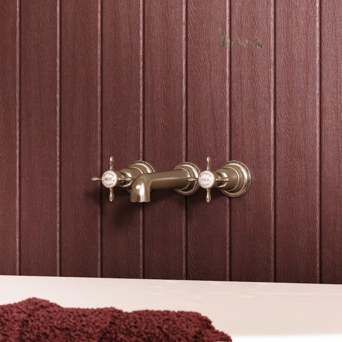Burlington Wall Mounted Bath Tap Brushed Nickel Burlington Guild 3 Hole Wall Mounted Bath Filler Tap