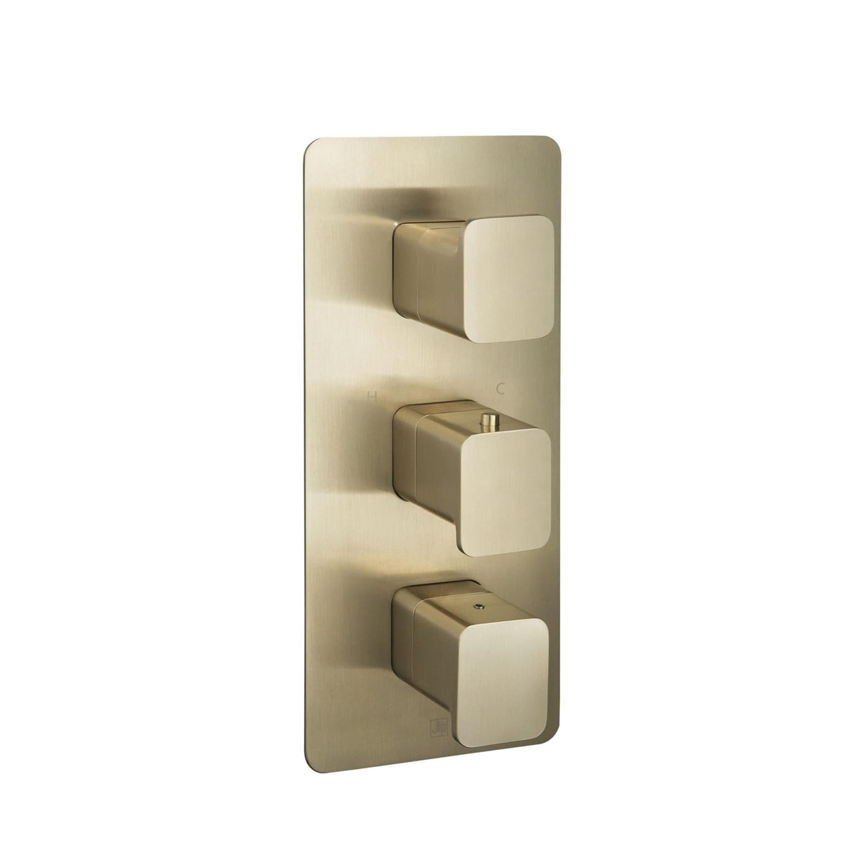 JTP Concealed Shower Valve Brushed Brass JTP HIX 3 Outlet, 3 Handle Thermostatic Concealed Shower Valve