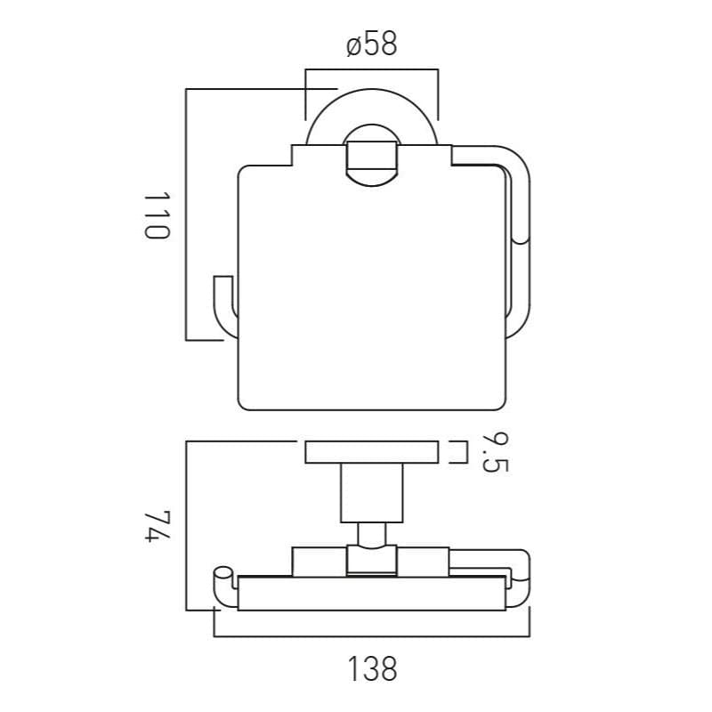 VADO Toilet Roll Holder Vado Elements Toilet Roll Holder with Cover in Chrome
