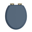 Heritage Toilet Seat Maritime Blue / Brushed Brass Heritage Soft Close Wooden Toilet Seat