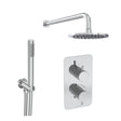 Saneux Concealed Shower Set Chrome Saneux COS 2 Outlet, 2 Handle Concealed Shower Valve Kit with Pencil Handset and 200mm Shower Head