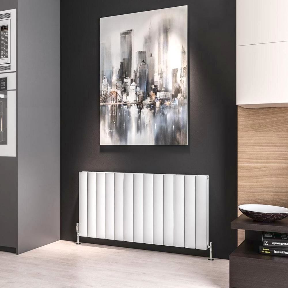 Eastbrook Panel Radiator 600 x 1230 / Dual Fuel Eastbrook Guardia Straight Horizontal Aluminium in Matt White