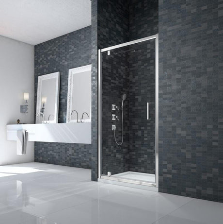 UK Bathroom Store Merlyn Ionic Essence Framed Pivot Shower Door in Chrome