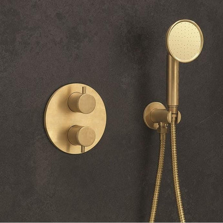 Crosswater Concealed Shower Valve Unlacquered Brushed Brass Crosswater MPRO Industrial Crossbox 1 Outlet Trimset