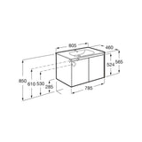Roca Tenet 800mm Wall Mounted Two Door Vanity Unit with Basin