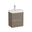 Roca Wall Mounted Vanity Unit Dark Elm Roca Ona 500mm Compact Wall Mounted Two Drawer Vanity Unit with Basin