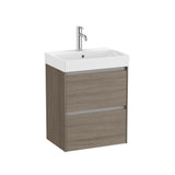 Roca Wall Mounted Vanity Unit Dark Elm Roca Ona 500mm Compact Wall Mounted Two Drawer Vanity Unit with Basin