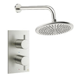 Crosswater Concealed Shower Set Brushed Nickel / Wall Arm / 300mm Crosswater Design 2 Handle 1 Outlet Shower Set