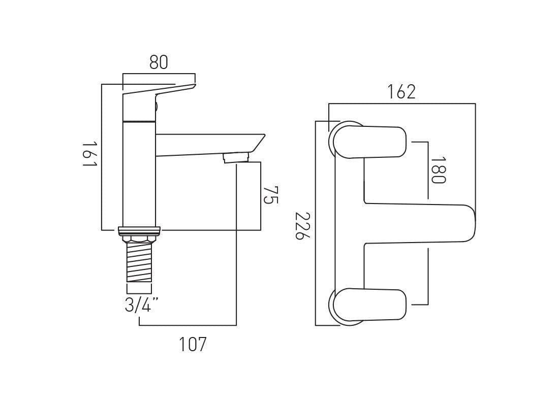 VADO Bath Mixer Vado Photon 2-Hole Bath Filler Tap Deck Mounted excluding Waste - Chrome - PHO-137-C/P