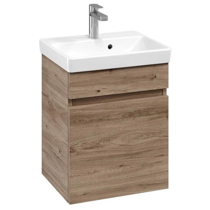 Villeroy & Boch Wall Mounted Vanity Unit Oak Kansas Villeroy & Boch Arto Wall Mounted 450mm One Drawer Vanity Unit with Basin