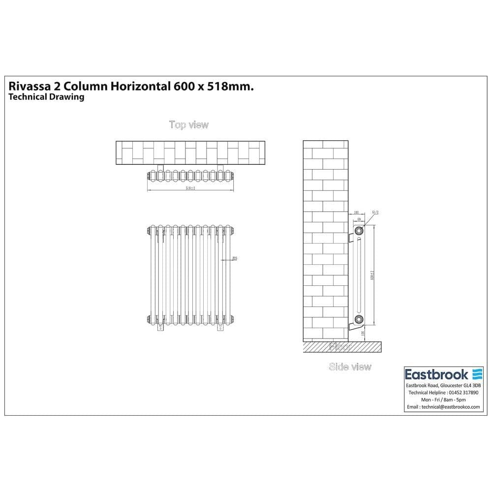 Eastbrook Rivassa Traditional 2 Column Radiator in Matt Anthracite