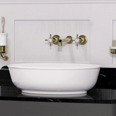 Burlington Wall Mounted Basin Tap Burlington Guild 3 Hole Wall Mounted Basin Mixer Tap in Gold