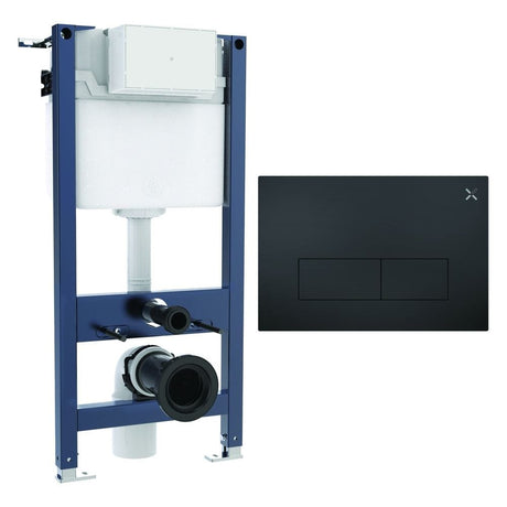 Crosswater Wall Hung WC Frame MPRO Steel Plate in Matt Black Crosswater 0.98m Dual Flush WC Support Frame Set with Flush Plate