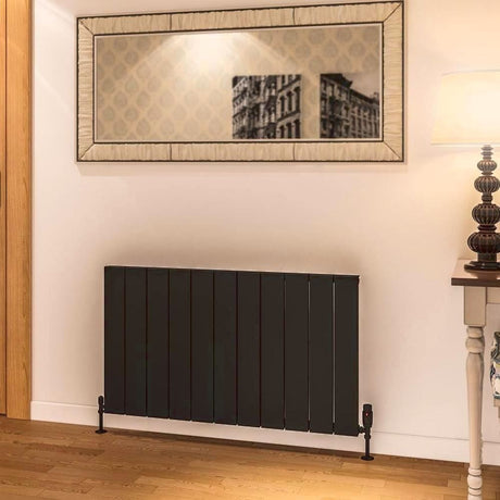 Eastbrook Panel Radiator 600 x 1040 / Electric Only Eastbrook Rosano Straight Horizontal Aluminium Radiator  in Matt Black