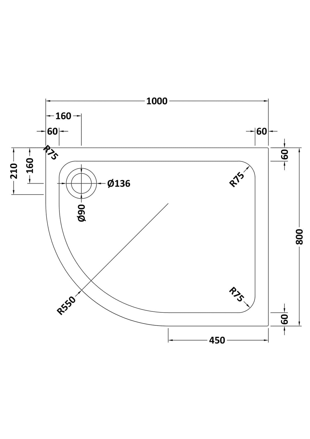 Aquarius Quadrant Shower Tray Aquarius Urbano Offset Quadrant 45mm Stone Resin Shower Tray in Slate Grey