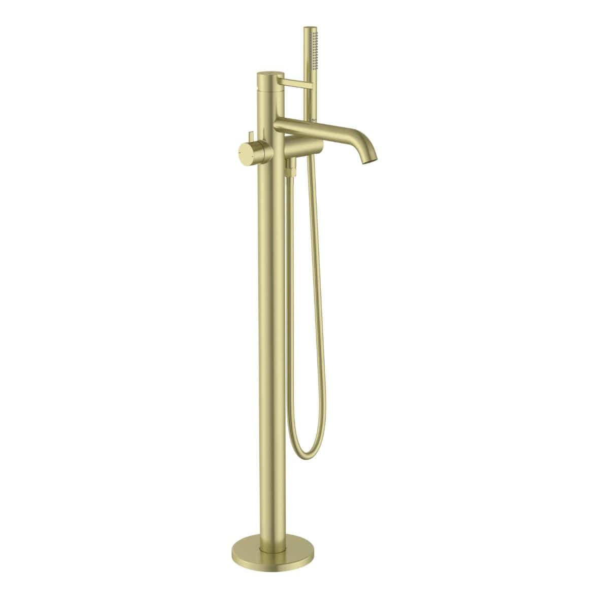 Roca Freestanding Bath Filler Brushed Brass Roca Ona Floor Standing Bath Shower Mixer Tap with Shower Set