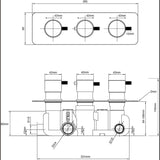 Imex Concealed Shower Valve Imex Ravine 3 Outlet, 3 Handle Concealed Thermostatic Shower Valve