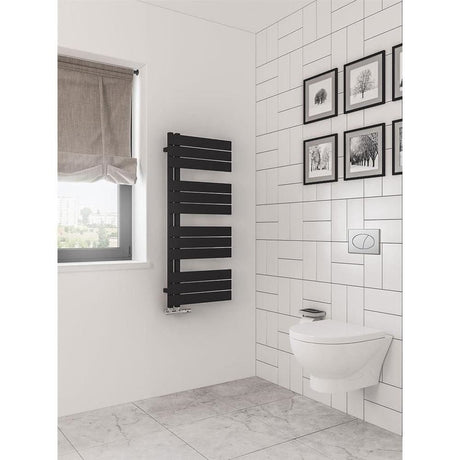 Eastbrook Designer Towel Rail 1150 x 500 / Central Heating Eastbrook Helmsley Straight Vertical Designer Towel Rail in Matt Black