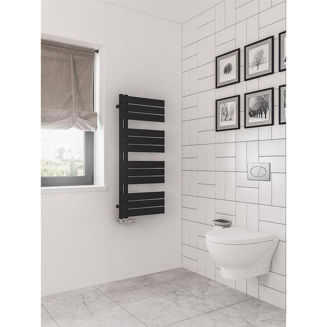 Eastbrook Designer Towel Rail 1150 x 500 / Central Heating Eastbrook Helmsley Straight Vertical Designer Towel Rail in Matt Black