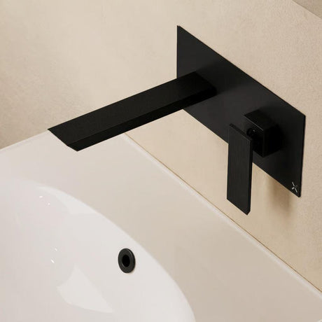 Crosswater Wall Mounted Basin Tap Matt Black Crosswater Limit 2 Hole Wall Mounted Basin Mixer Tap