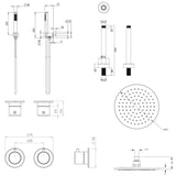 UK Bathroom Store Concealed Shower Set Crosswater Module Shower Set 1 with Fixed Head and Pencil Handset