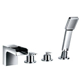 Flova 4 Tap Hole Bath Set Flova Cascade 4 Hole Bath Shower Mixer with Shower Set in Diamond Chrome