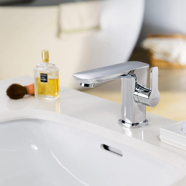 Flova Mono Basin Tap Flova Urban Basin Mixer Tap with Clicker Waste in Diamond Chrome
